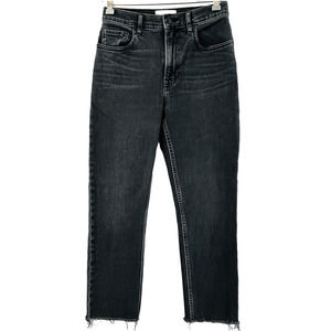 Womens 27 Crop‎ Everlane The Cheeky Jean Stonewashed Black Stretch Denim Raw Hem